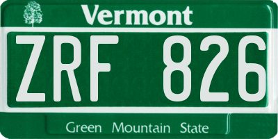 VT license plate ZRF826