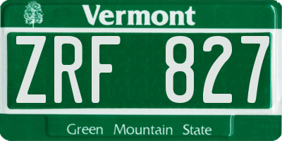 VT license plate ZRF827