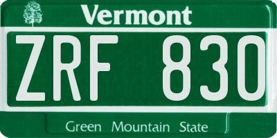 VT license plate ZRF830