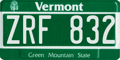 VT license plate ZRF832