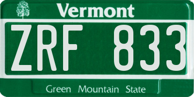 VT license plate ZRF833