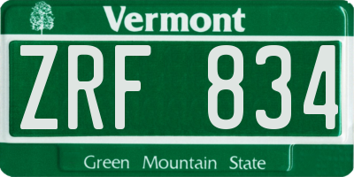 VT license plate ZRF834