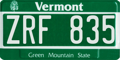 VT license plate ZRF835