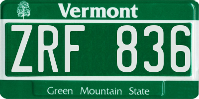 VT license plate ZRF836