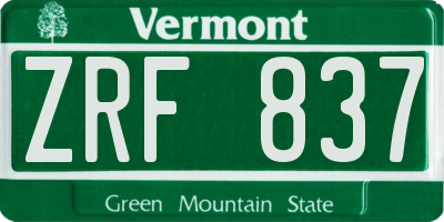 VT license plate ZRF837