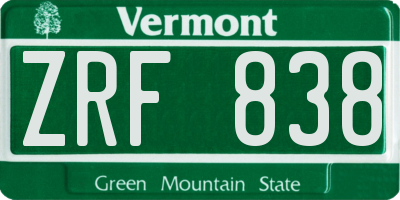 VT license plate ZRF838