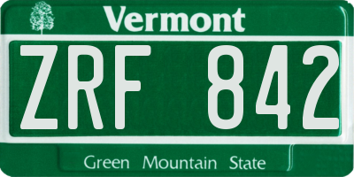 VT license plate ZRF842
