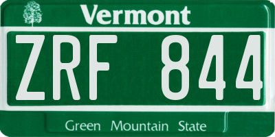 VT license plate ZRF844