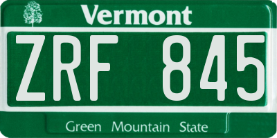 VT license plate ZRF845
