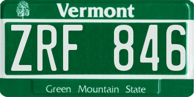 VT license plate ZRF846