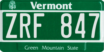 VT license plate ZRF847
