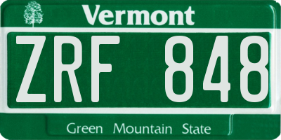 VT license plate ZRF848