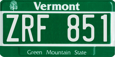 VT license plate ZRF851