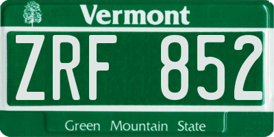VT license plate ZRF852