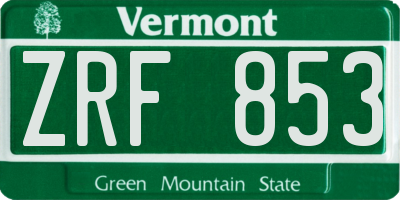 VT license plate ZRF853