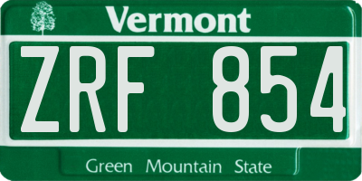VT license plate ZRF854