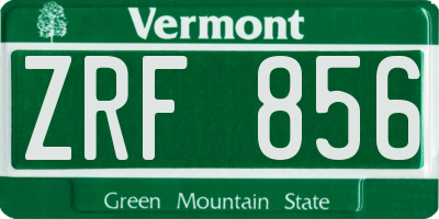 VT license plate ZRF856