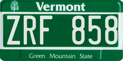 VT license plate ZRF858