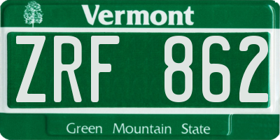 VT license plate ZRF862