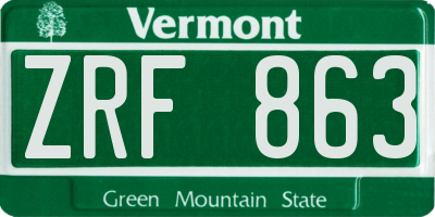 VT license plate ZRF863