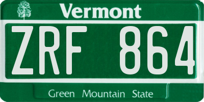 VT license plate ZRF864