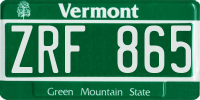 VT license plate ZRF865