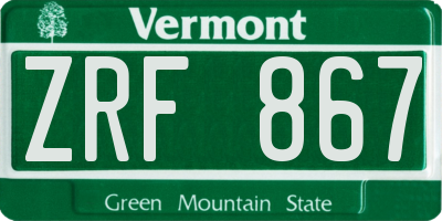 VT license plate ZRF867