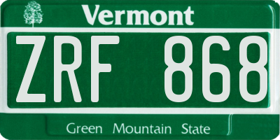 VT license plate ZRF868