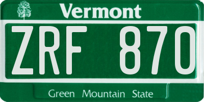 VT license plate ZRF870