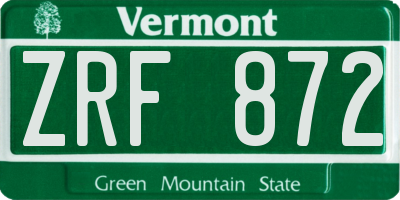 VT license plate ZRF872