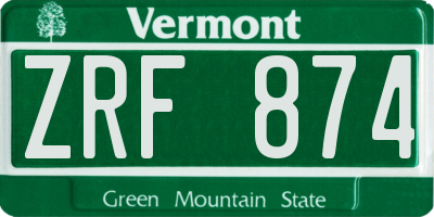 VT license plate ZRF874