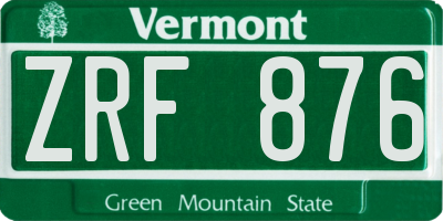 VT license plate ZRF876