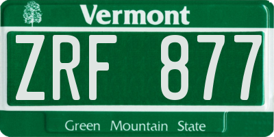 VT license plate ZRF877