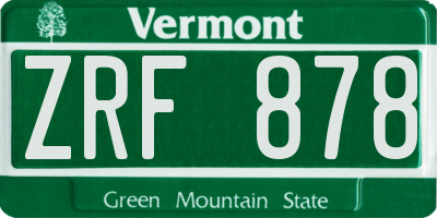 VT license plate ZRF878