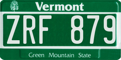 VT license plate ZRF879