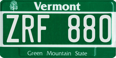 VT license plate ZRF880