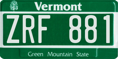 VT license plate ZRF881