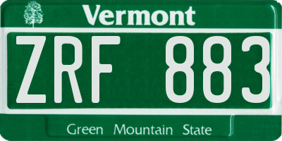 VT license plate ZRF883