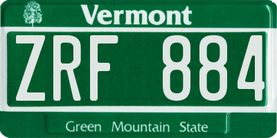 VT license plate ZRF884