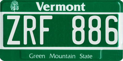 VT license plate ZRF886