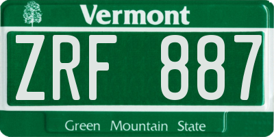 VT license plate ZRF887