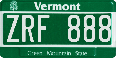 VT license plate ZRF888