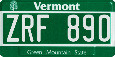 VT license plate ZRF890