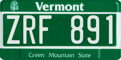VT license plate ZRF891
