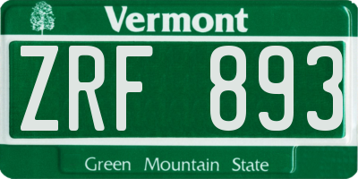 VT license plate ZRF893