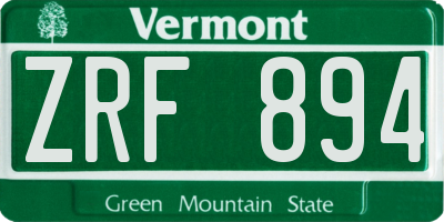 VT license plate ZRF894