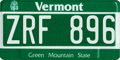 VT license plate ZRF896