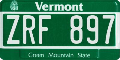 VT license plate ZRF897
