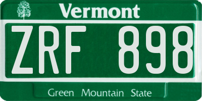 VT license plate ZRF898