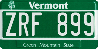 VT license plate ZRF899